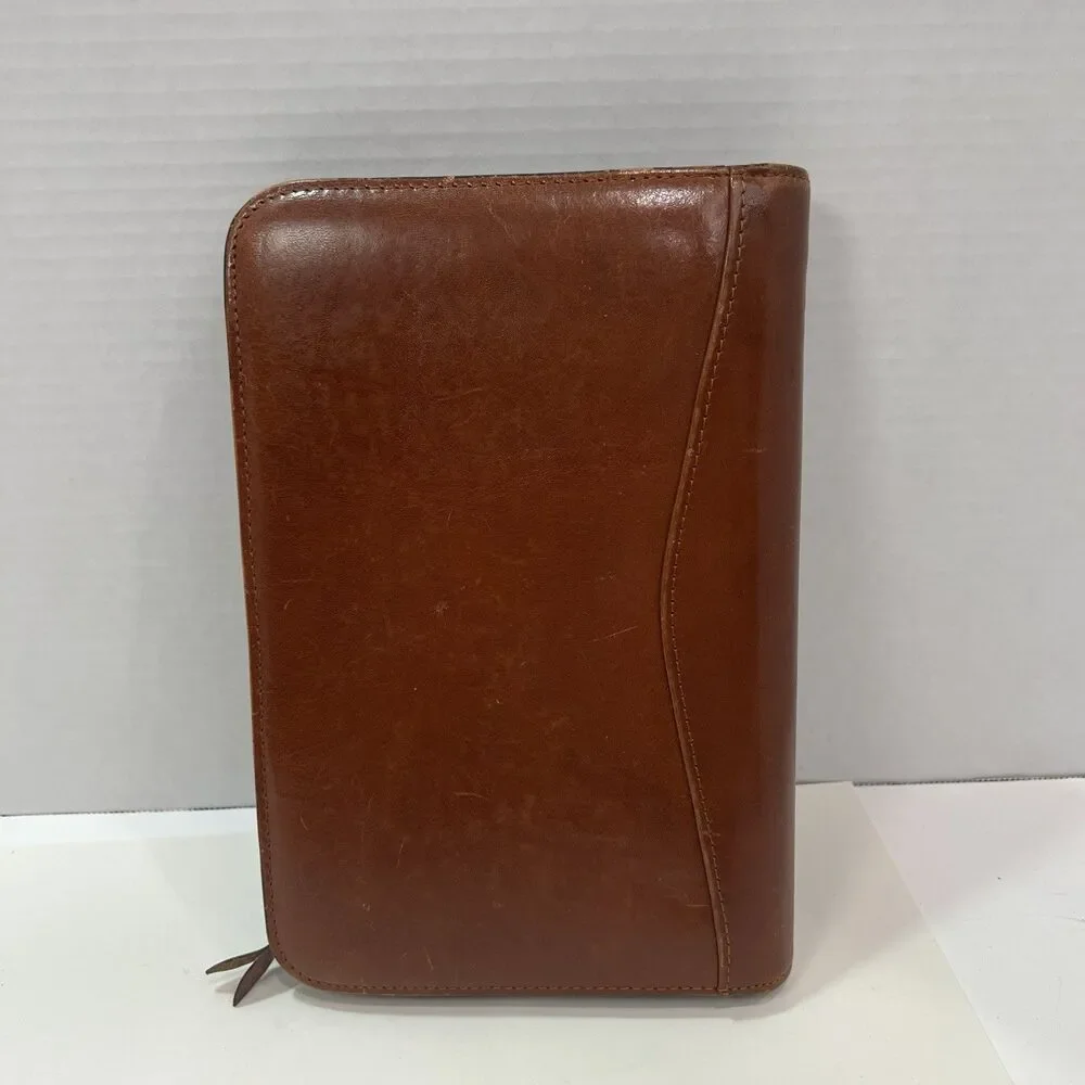 Scully Medium Planner/Address Book Brown Leather Zippered 9.5” X 6” 2010